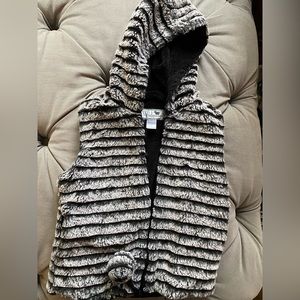 Faux fur vest with hood